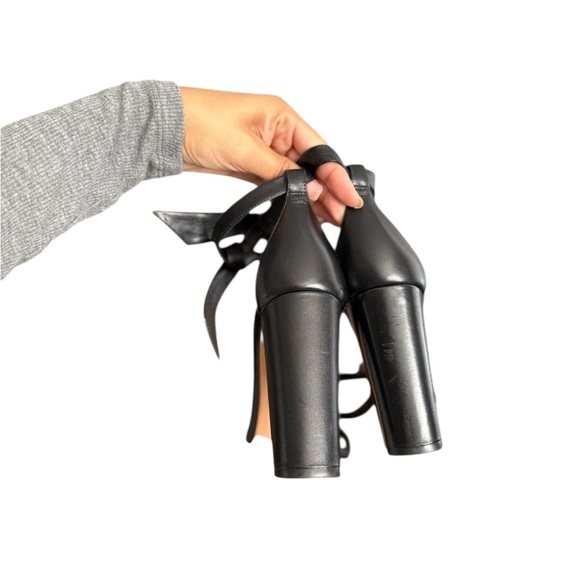 ALEXANDRE BIRMAN Clarita 90 Black Bow Leather Ankle Tie Open Toe Heels - Picture 7 of 9